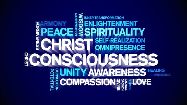 Christ Consciousness animated word cloud-text design animation tag kinetic typography seamless loop.