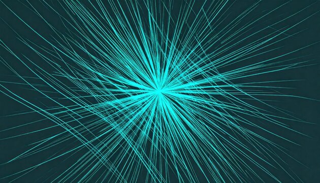 Abstract cyan light streaks radiating from central point.