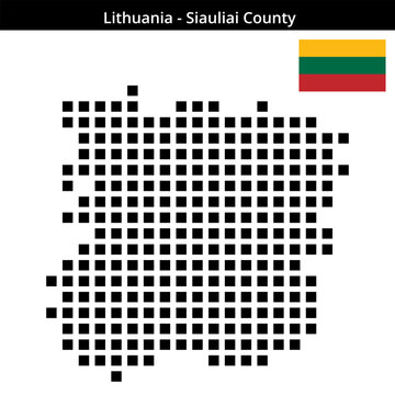 Map of Lithuania region Siauliai-County in larger square dots