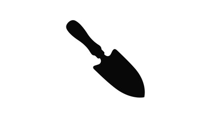 Garden trowel silhouette vector icon, black hand shovel for planting and gardening, isolated small spade tool for soil work and horticulture © Shahnaz akhtar
