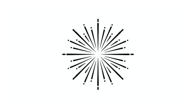 Vintage sunburst vector element, black linear starburst icon on white background, retro radial light rays for logo design and branding