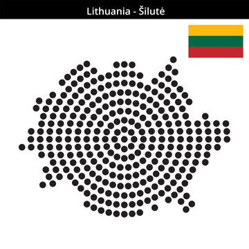 Map of Lithuania region &Scaron;ilutė in concentric large dots