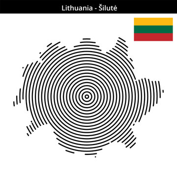 Map of Lithuania region &Scaron;ilutė in concentric medium size outlines