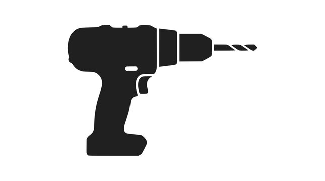 Cordless electric power drill icon on dark background.