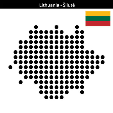 Map of Lithuania region &Scaron;ilutė in large size dots