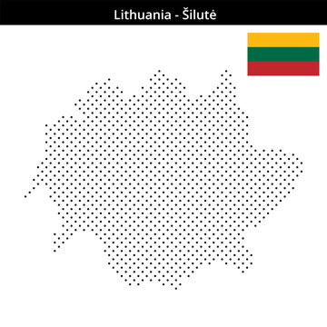 Map of Lithuania region &Scaron;ilutė in small cross shaped dots