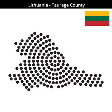 Map of Lithuania region Taurage-County in concentric large dots