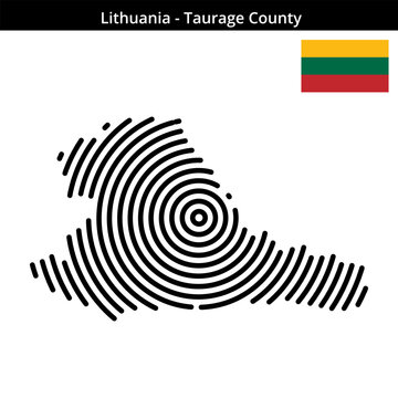 Map of Lithuania region Taurage-County in larger concentric lines