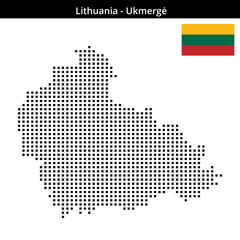 Obraz premium Map of Lithuania region Ukmergė in medium size square dots