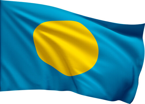 Palau Flag Waving in the Wind