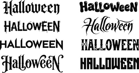 Obraz premium Creative halloween typography bundle set featuring various spooky and decorative lettering styles for holiday design projects