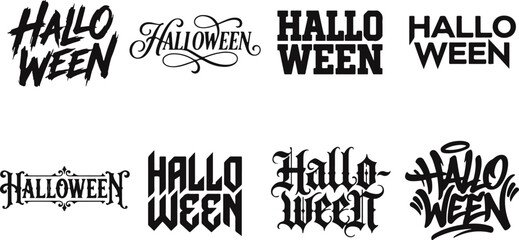 Creative halloween typography bundle set featuring various artistic font styles and spooky lettering designs for holiday projects © 2h.designer07