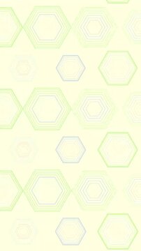 Animated Minimalist Pattern of Pastel Outlined Hexagons on a Creamy Background.