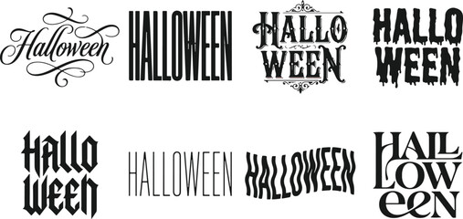 Creative halloween typography bundle set featuring various artistic font styles and spooky lettering designs for holiday projects © 2h.designer07