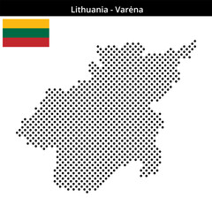 Fototapeta premium Map of Lithuania region Varėna in medium sized cross shaped dots