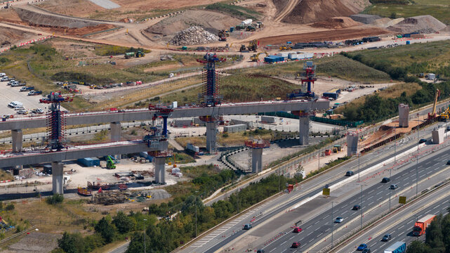 Birmingham, United Kingdom - 12 July 2026: Aerial view of High Speed 2 railway construction in England