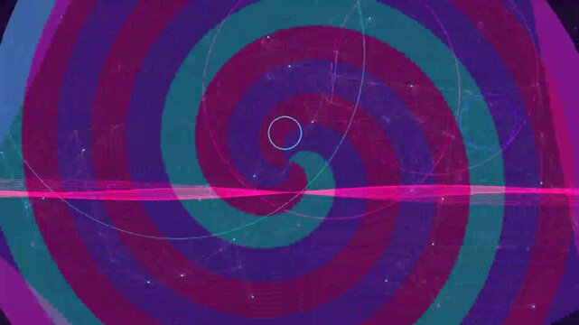 Abstract Psychedelic Spiral Animation with Glowing Pink Data Lines.