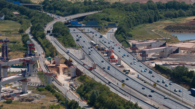 Birmingham, United Kingdom - 12 July 2026: Aerial view of High Speed 2 railway construction in England