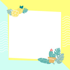 Png tropical summer design frame, transparent background © Rawpixel.com