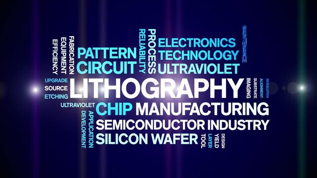 Lithography animated word cloud-text design animation tag kinetic typography seamless loop.
