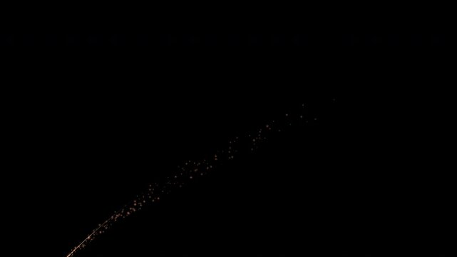 shooting star streaks across the sky.Meteor falling on black. particle 4k movie.