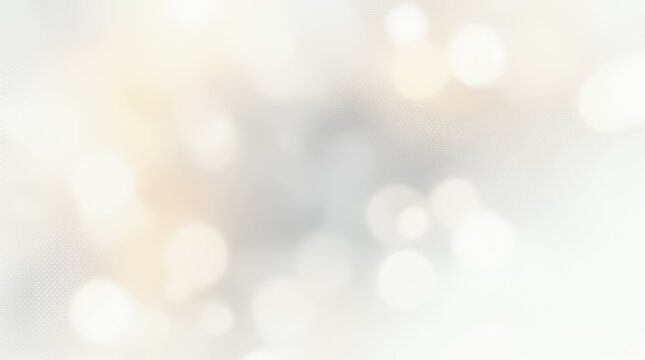 Soft White Bokeh Lights Abstract Background, Elegant Warm Blur and Glowing Light Particles Texture with Subtle Halftone Dots for Festive Banner, Wedding, and Luxury Design