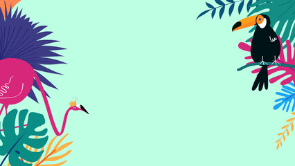 Colorful tropical bird desktop wallpaper, green design © Rawpixel.com
