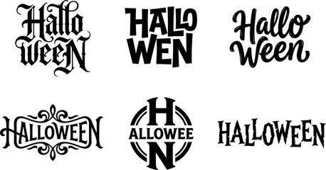 Obraz premium Diverse Halloween typography designs featuring classic and spooky font styles for holiday celebrations