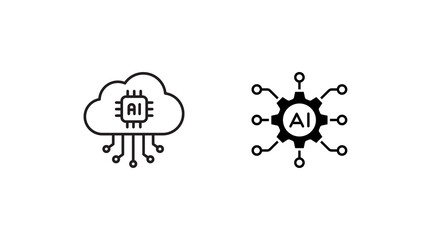 Obraz premium Minimal AI icon isolated on transparent background. Modern artificial intelligence PNG symbol for apps, websites, automation, technology, UI, branding and graphic design projects.