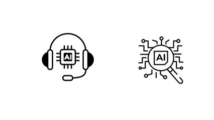Fototapeta premium Minimal AI icon isolated on transparent background. Modern artificial intelligence PNG symbol for apps, websites, automation, technology, UI, branding and graphic design projects.