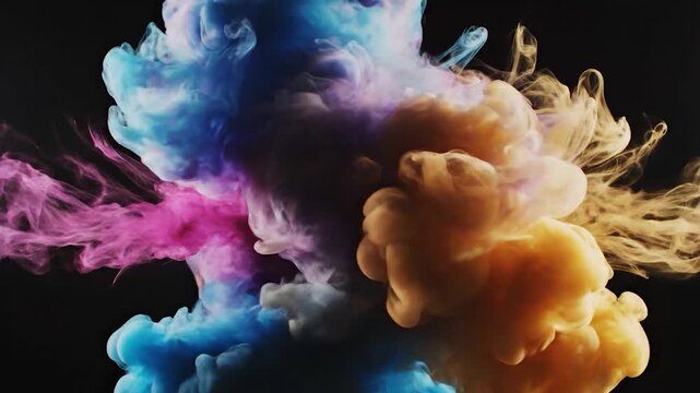 Colorful ink swirling in water.