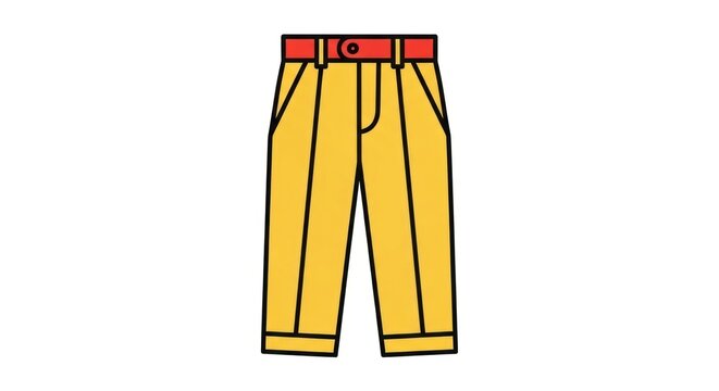 Cartoon pants illustration yellow with red belt and black outline