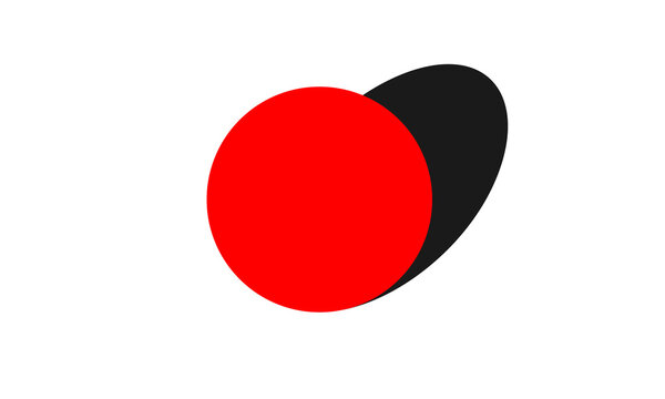 Red circle shape with dark shadow transparent overlay isolated illustration