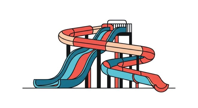 Colorful water slide illustration for recreational fun and leisure activities