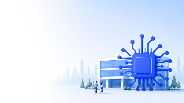 AI adoption concept with microchip icon