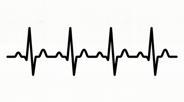 Black heartbeat ekg pulse line graphic on clean white background with heartbeat