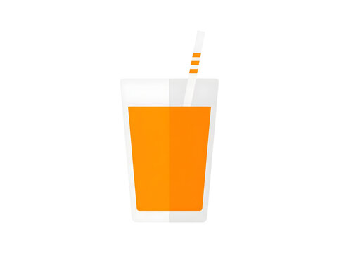 Minimalist Flat Vector Illustration of Fresh Orange Juice Glass