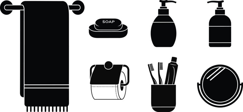 Bathroom accessories and toiletries setup. Modern personal care essentials for hygiene and grooming.