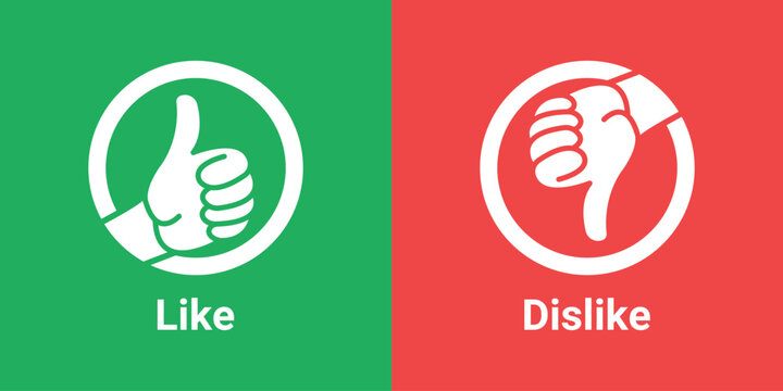 Thumbs up and down icon. White like and dislike icon. Do and Don't symbols