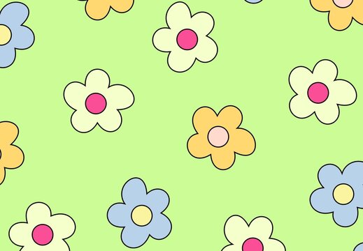 Textile spring flowers pattern. Floral pattern with small flowers in pink, yellow, cream tones. For spring, summer prints, packaging, cute stationery, kitchen decor, fabric design, isolated background