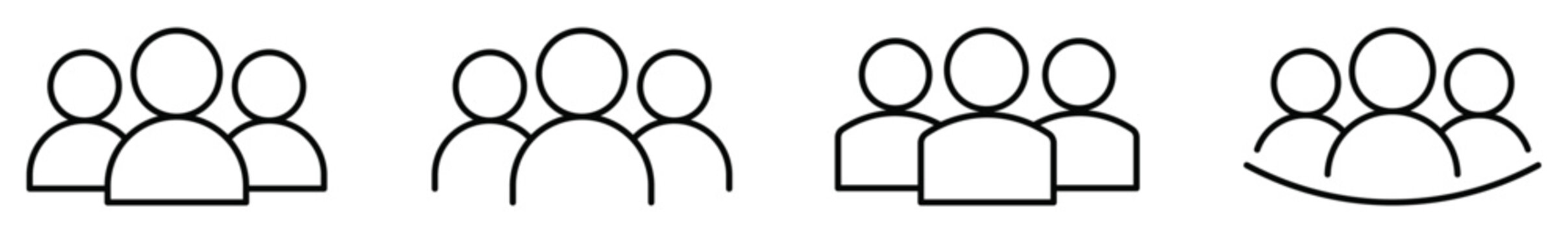 Vector icon set featuring group, team, community, audience, and users. Design for UI, mobile apps, websites, business, social media, and collaboration concepts.