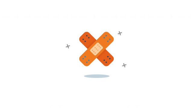 Crossed Bandage Medical Icon, Minimal First Aid Patch Illustration Animation