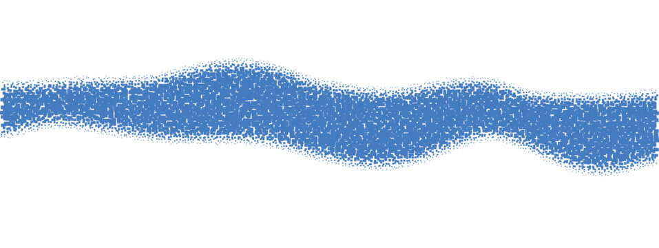 Abstract blue pixelated wave pattern design isolated on transparent background