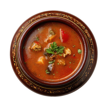 Top View of Hearty Vegetable Soup in Bowl