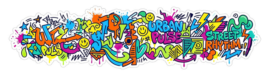 Vibrant Graffiti Art with Abstract Shapes and Symbols © gelas
