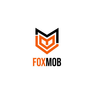 Abstract Geometric Fox Head Initial M Logo Design Template