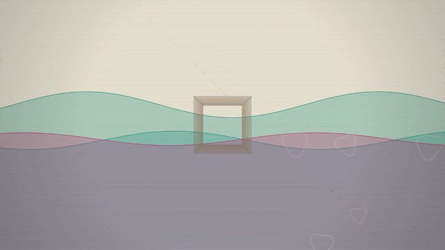 Abstract minimalist animation with retro scanlines and layered geometric wave shapes.