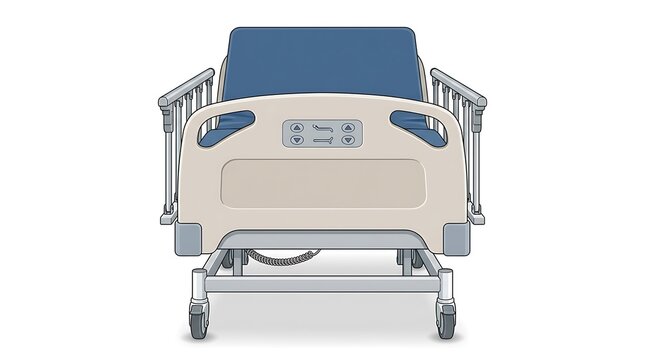 Electric hospital bed on white background. Modern medical equipment for patient care.