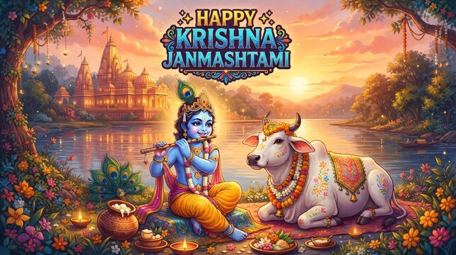 janmastami background with sree krishna