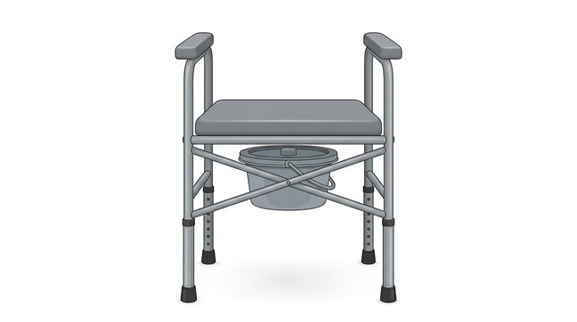 Medical bedside commode chair. Portable toilet seat for elderly patient home care support.